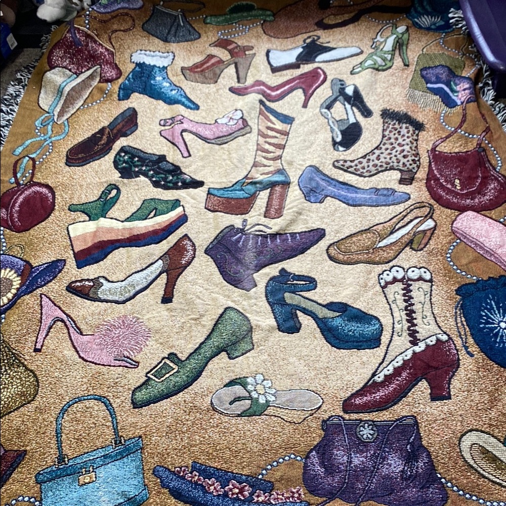 Vintage Pat Cockrell Tapestry Blanket Fashion Shoes Purses